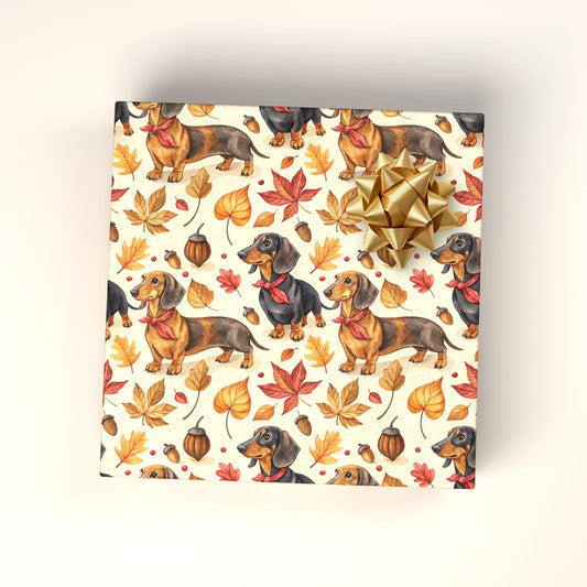 Fall Dachshund Wrapping Paper — wrapped gift presentation