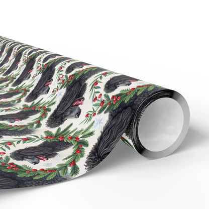 Fancy & Festive Black Poodle Christmas Wrapping Paper — paper roll