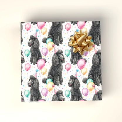 Fancy Party Poodle Birthday Wrapping Paper — wrapped gift presentation