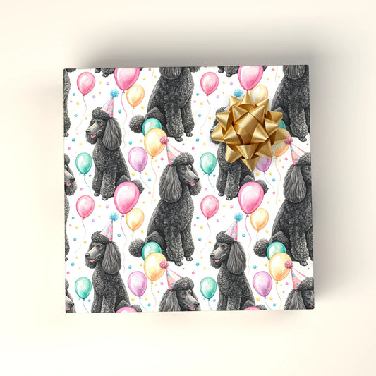 Fancy Party Poodle Birthday Wrapping Paper — wrapped gift presentation