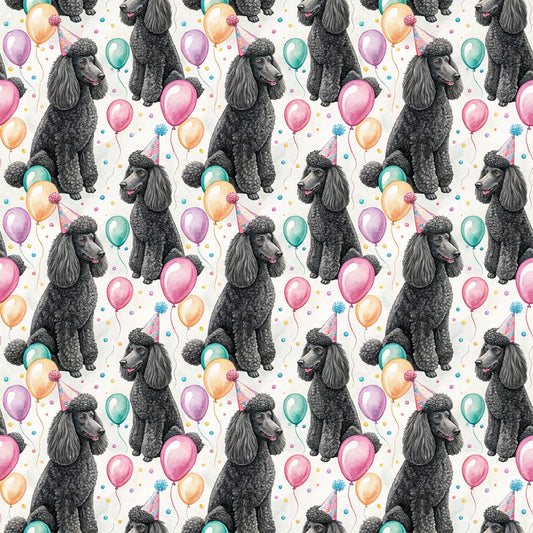 Fancy Party Poodle Birthday Wrapping Paper — repeating pattern tile
