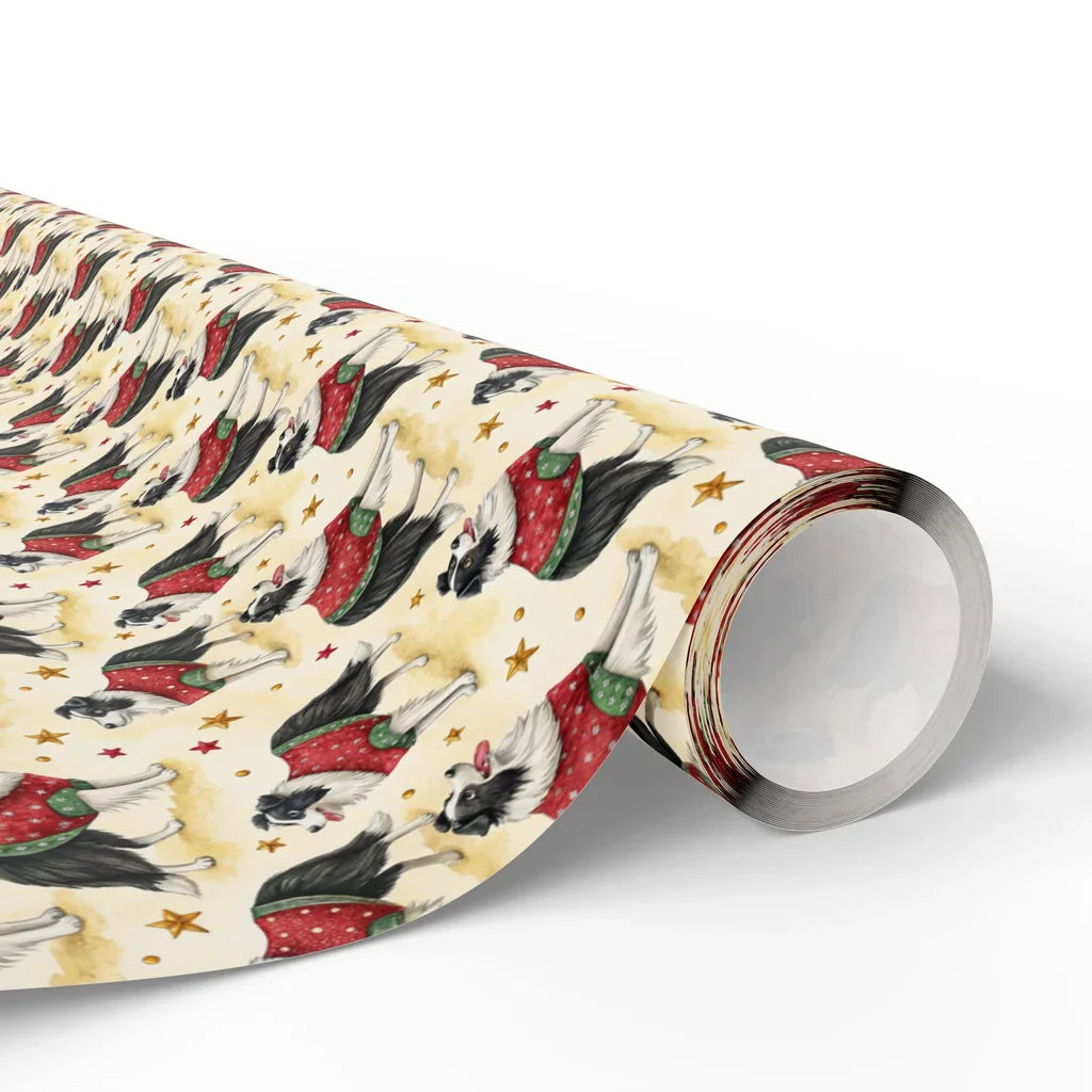 Festive Border Collie Christmas Wrapping Paper — paper roll