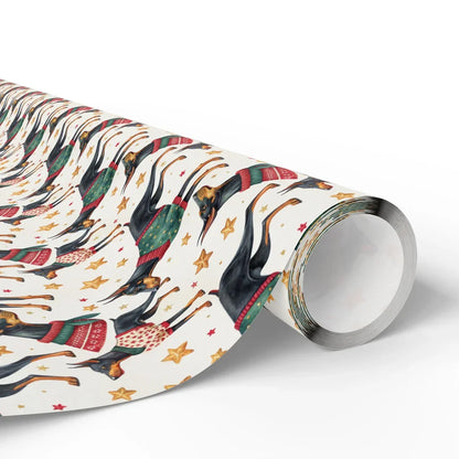 Festive Doberman Christmas Wrapping Paper — paper roll