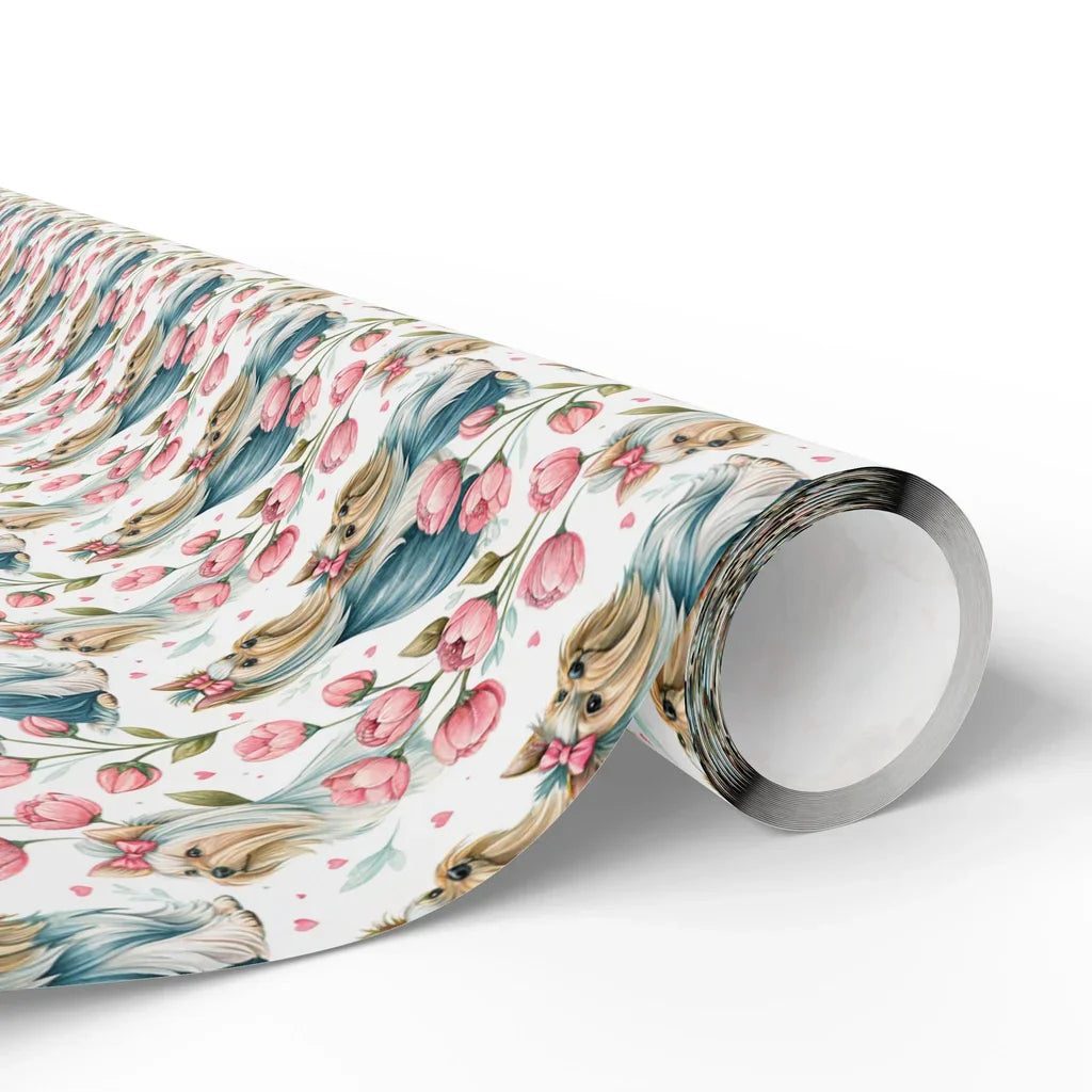 Floral Yorkshire Terrier Wrapping Paper — paper roll