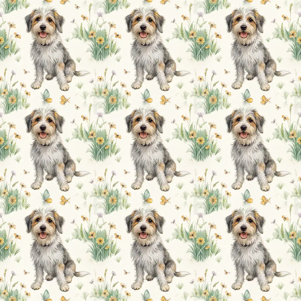Frank the Mutt Spring Garden Wrapping Paper — repeating pattern tile