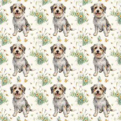 Frank the Mutt Spring Garden Wrapping Paper — repeating pattern tile