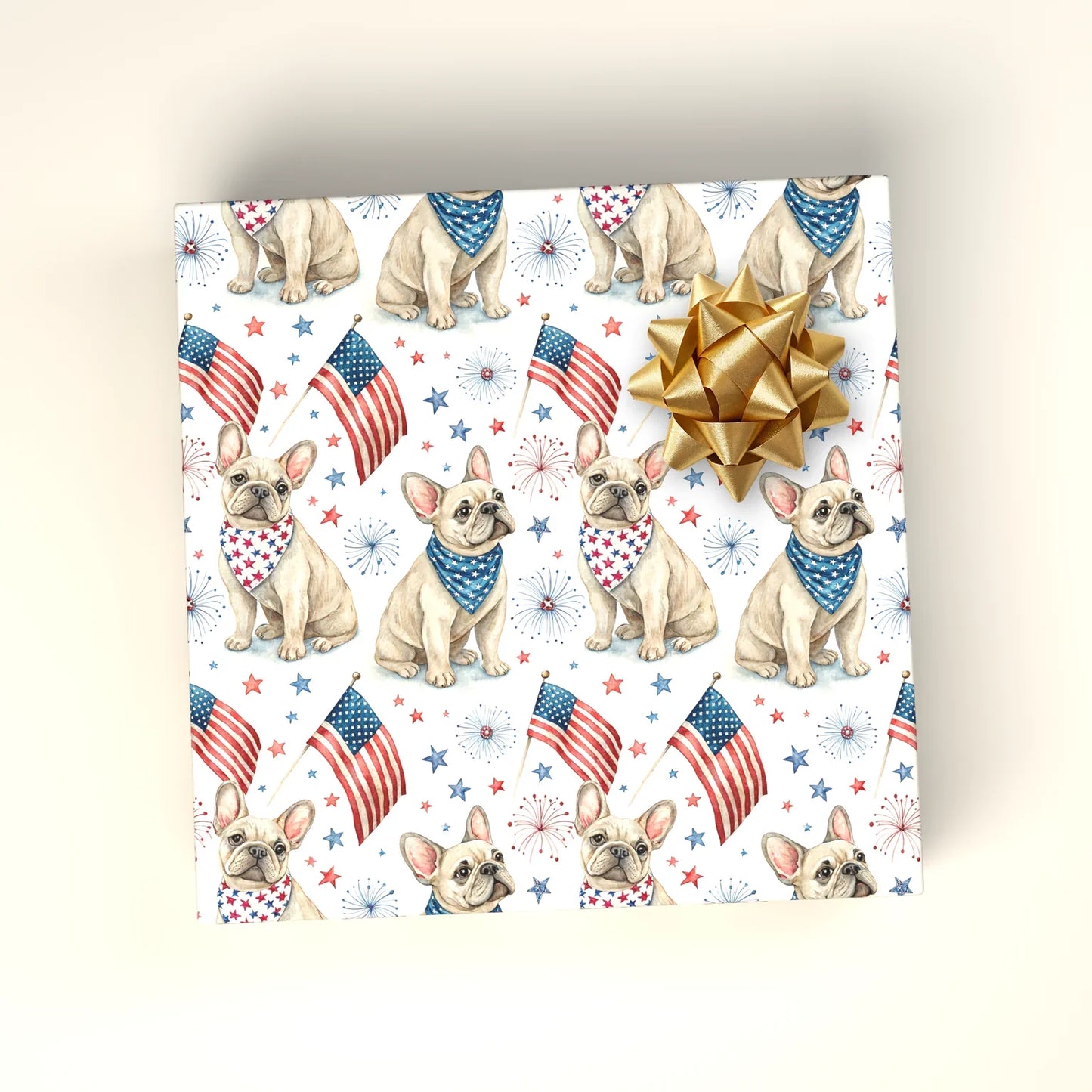 French Bulldog Americana Wrapping Paper — wrapped gift presentation