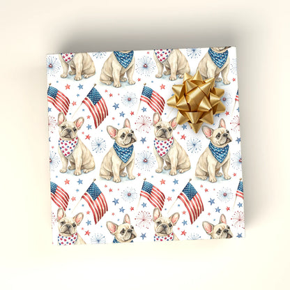 French Bulldog Americana Wrapping Paper — wrapped gift presentation