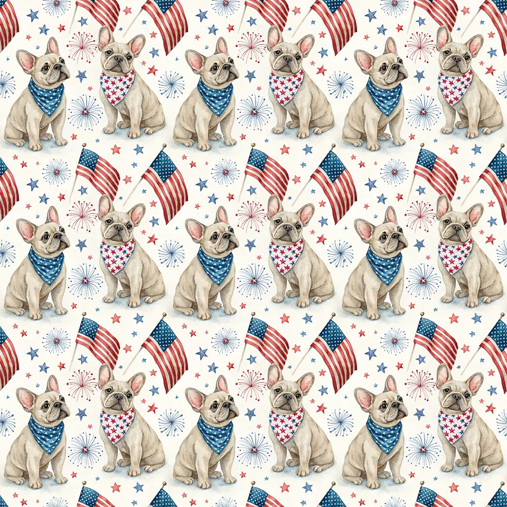 French Bulldog Americana Wrapping Paper — repeating pattern tile