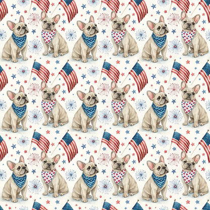 French Bulldog Americana Wrapping Paper — repeating pattern tile