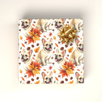 French Bulldog Autumn Wrapping Paper — wrapped gift presentation