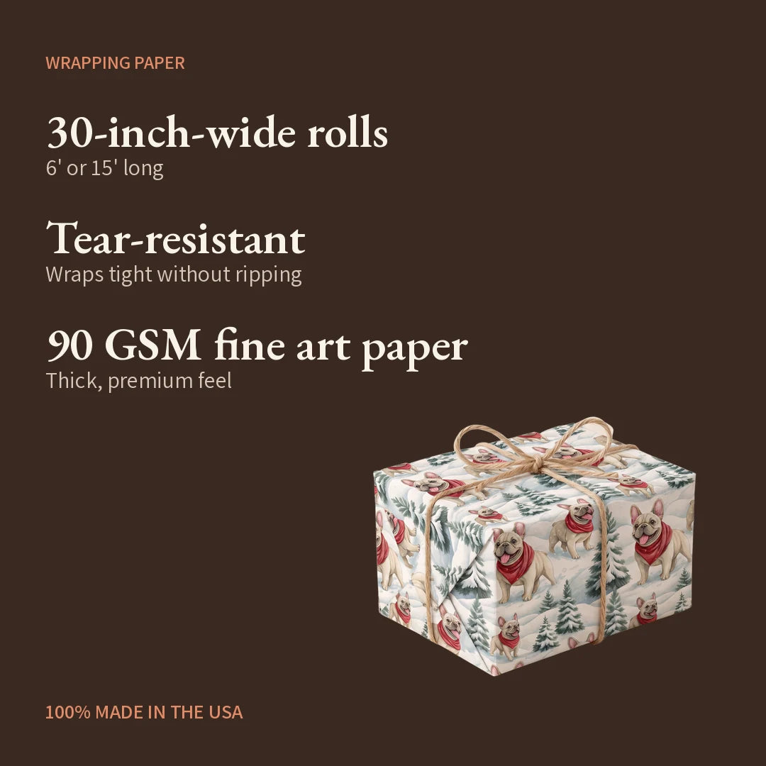 French Bulldog Christmas Wrapping Paper — what you get