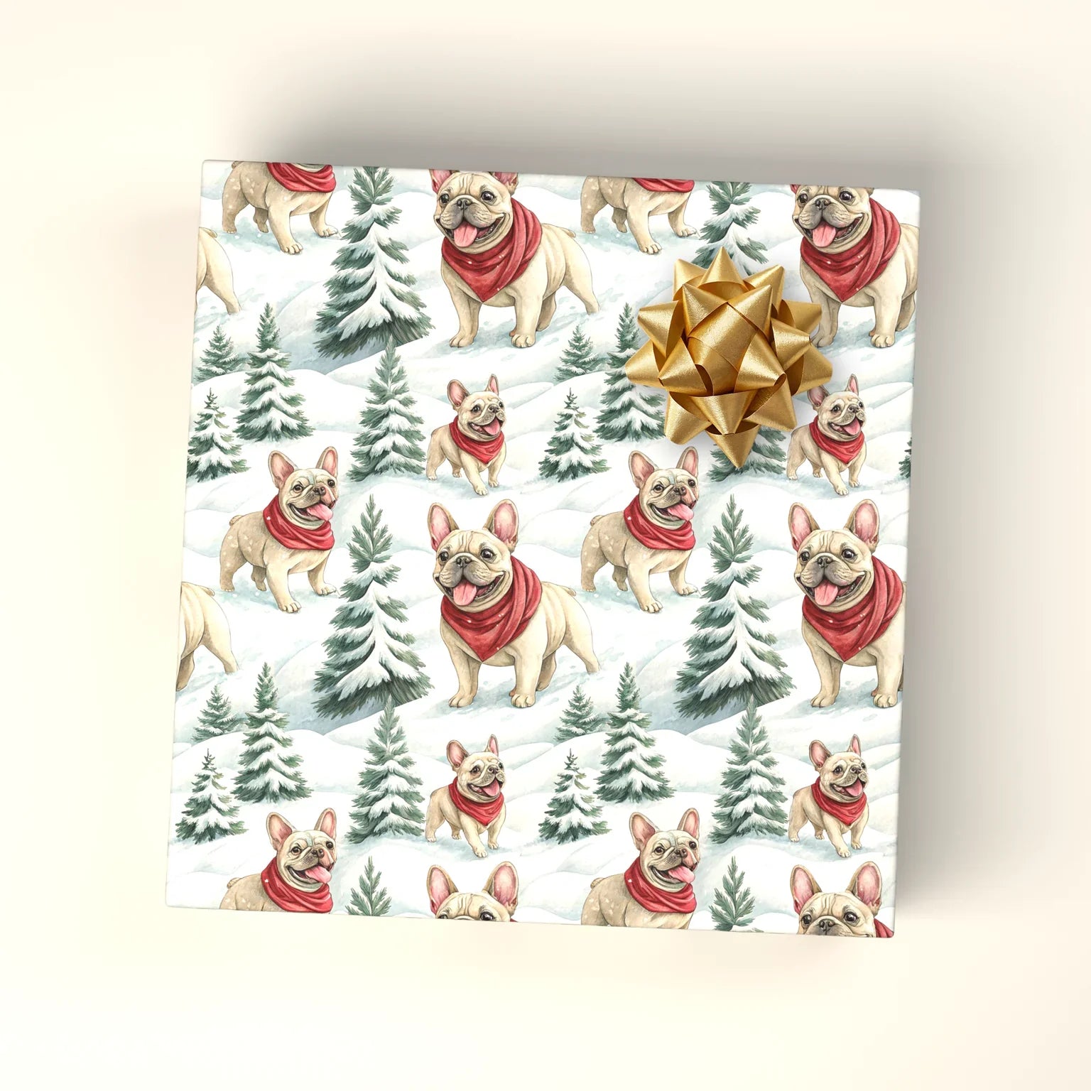 French Bulldog Christmas Wrapping Paper — wrapped gift presentation