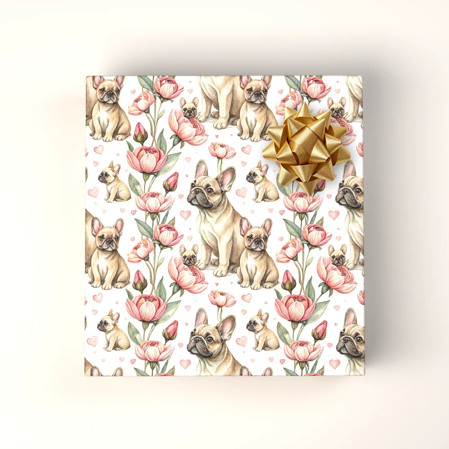 French Bulldog Floral Wrapping Paper — wrapped gift presentation
