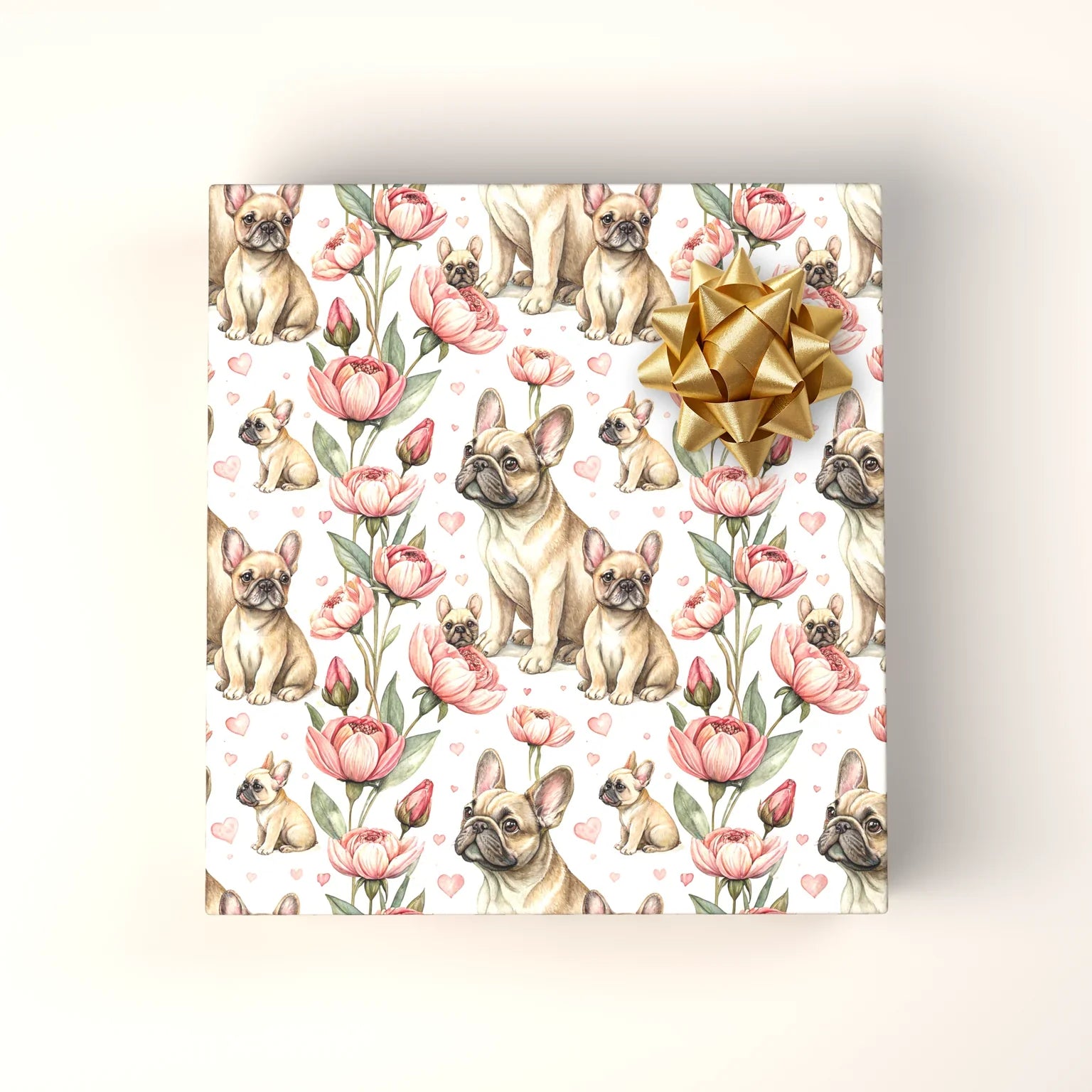 French Bulldog Floral Wrapping Paper — wrapped gift presentation
