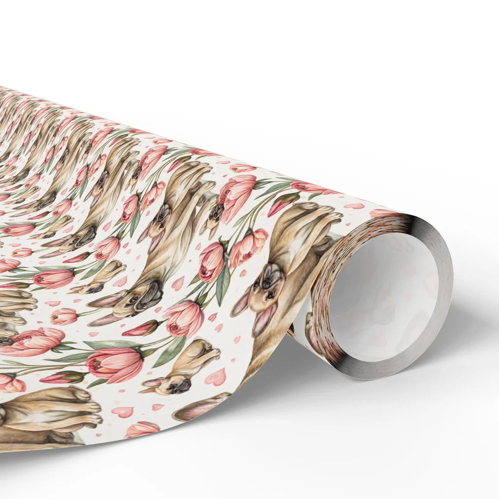 French Bulldog Floral Wrapping Paper — paper roll