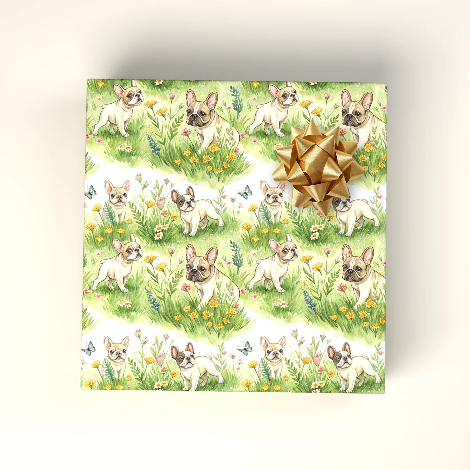 French Bulldog Garden Wrapping Paper — wrapped gift presentation