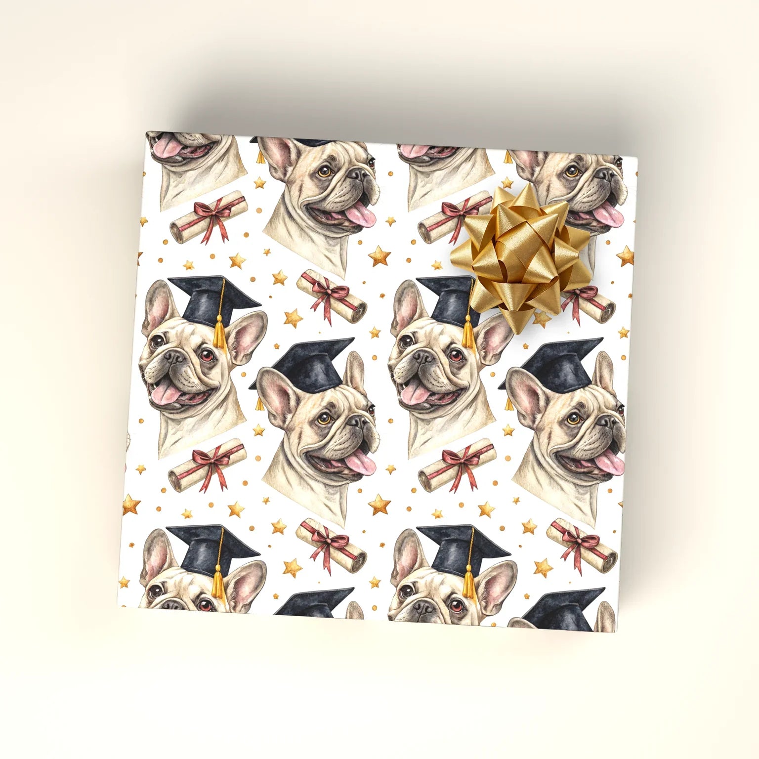 French Bulldog Graduation Wrapping Paper — wrapped gift presentation