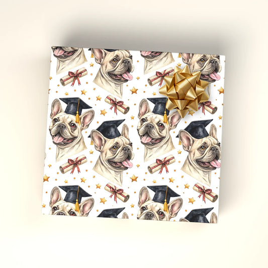 French Bulldog Graduation Wrapping Paper — wrapped gift presentation