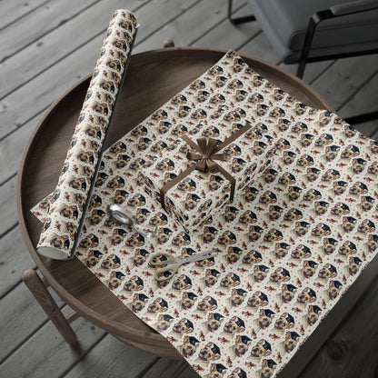 French Bulldog Graduation Wrapping Paper — gift wrapping presented on a wooden table
