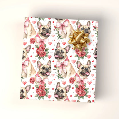 French Bulldog Valentine's Day Wrapping Paper — wrapped gift presentation