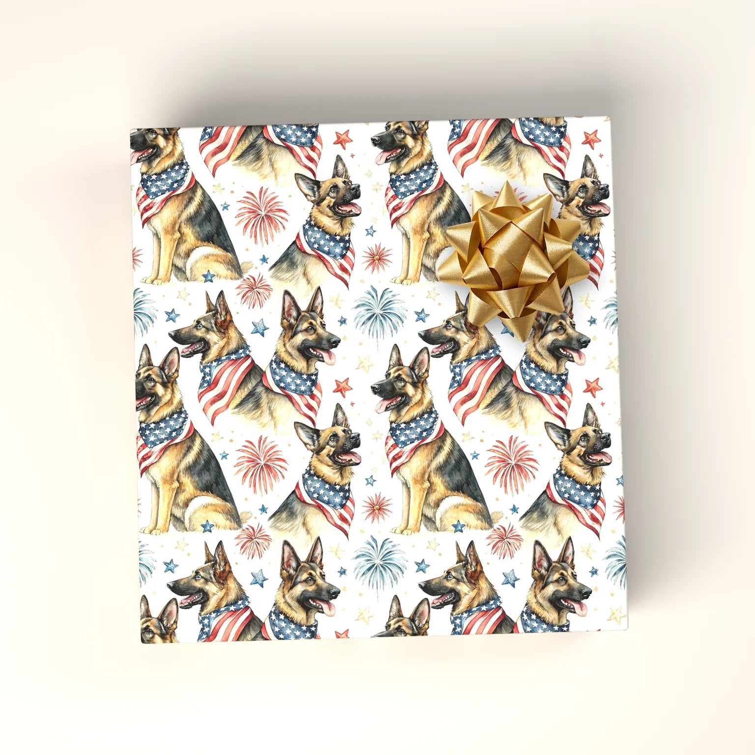 German Shepherd Americana Wrapping Paper — wrapped gift presentation