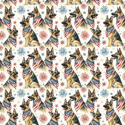 German Shepherd Americana Wrapping Paper — repeating pattern tile
