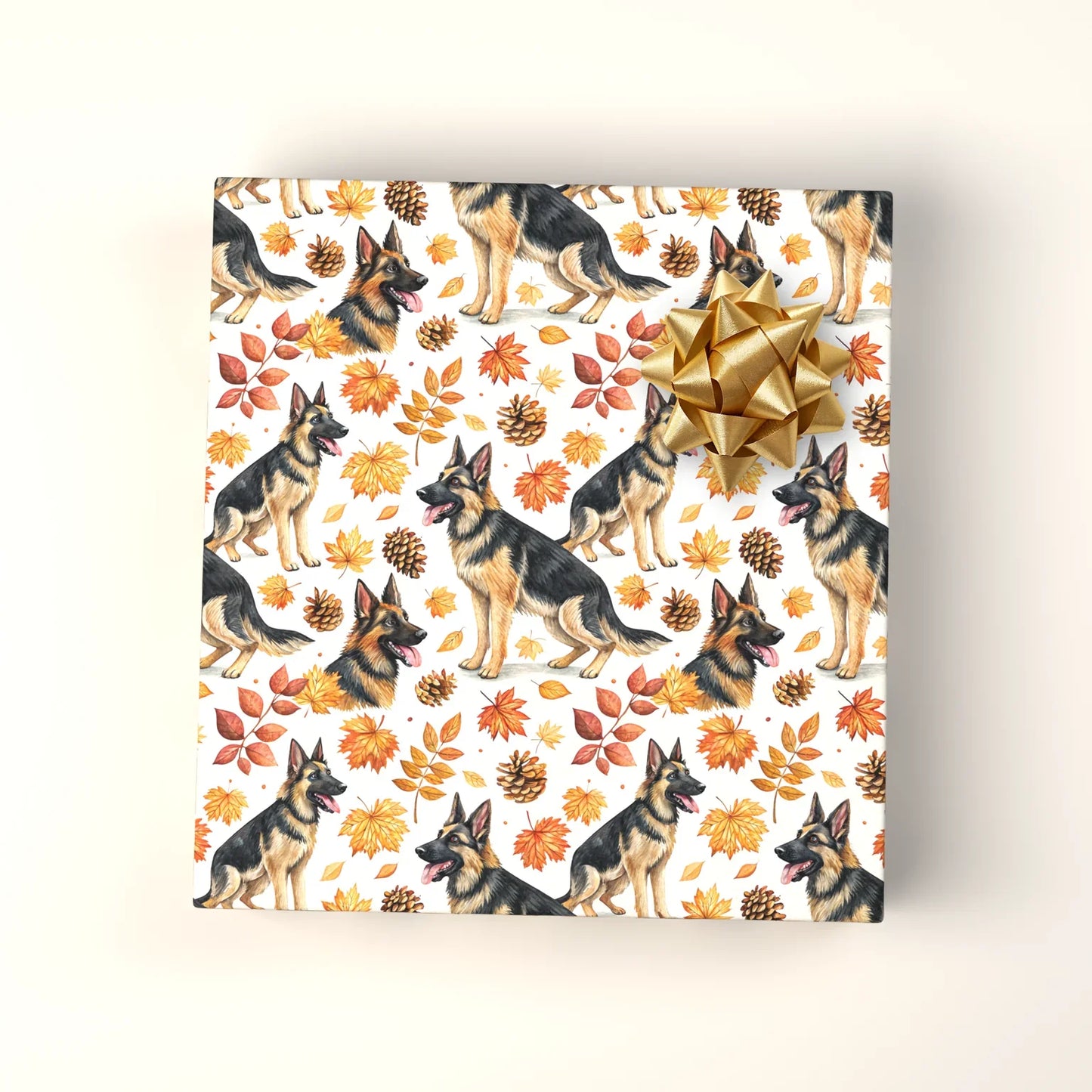 German Shepherd Autumn Wrapping Paper — wrapped gift presentation