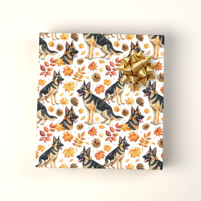 German Shepherd Autumn Wrapping Paper — wrapped gift presentation