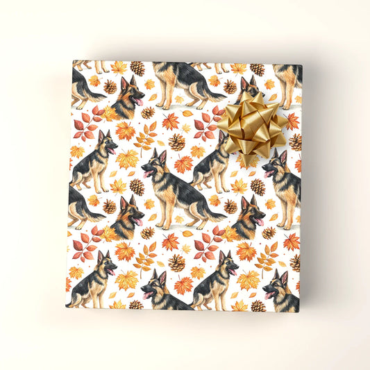 German Shepherd Autumn Wrapping Paper — wrapped gift presentation