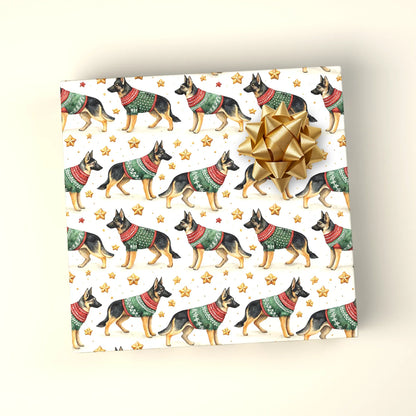 German Shepherd Christmas Sweater Wrapping Paper — wrapped gift presentation