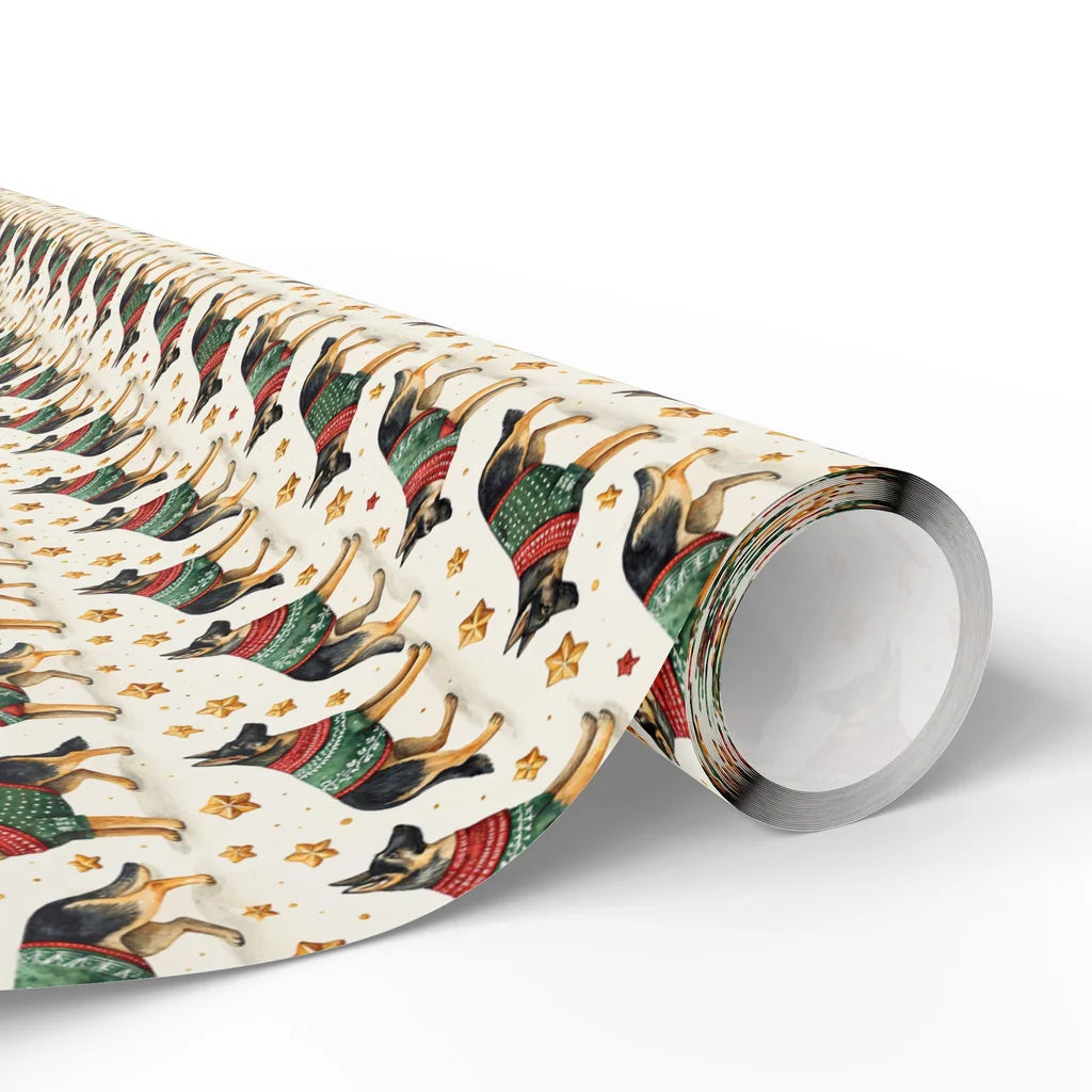 German Shepherd Christmas Sweater Wrapping Paper — paper roll