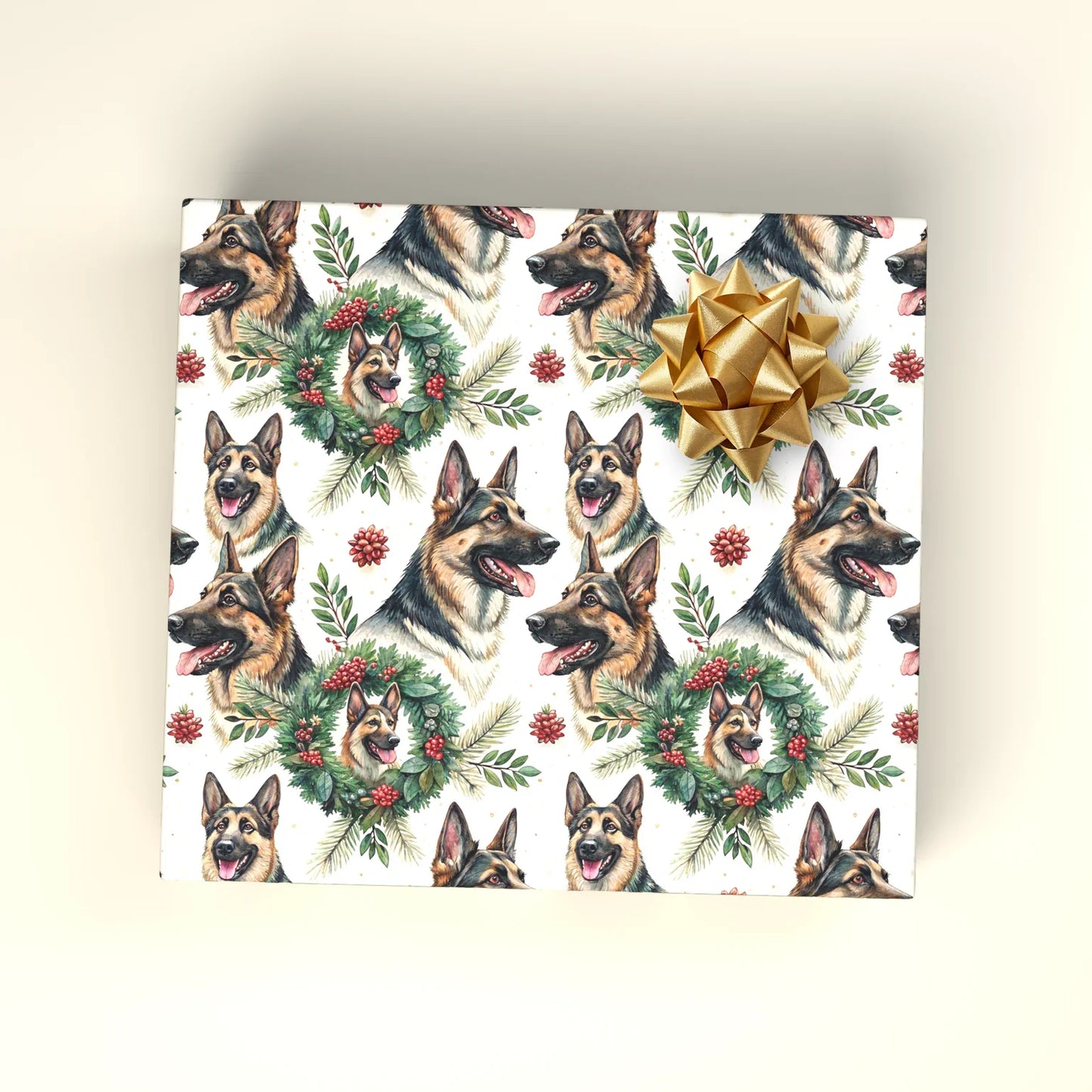 German Shepherd Christmas Wrapping Paper — wrapped gift presentation