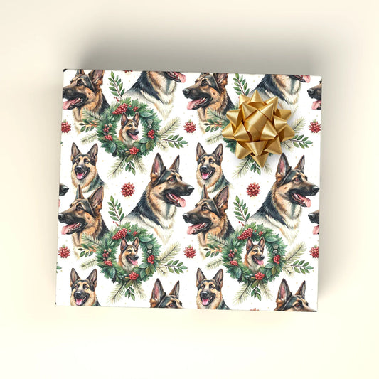 German Shepherd Christmas Wrapping Paper — wrapped gift presentation