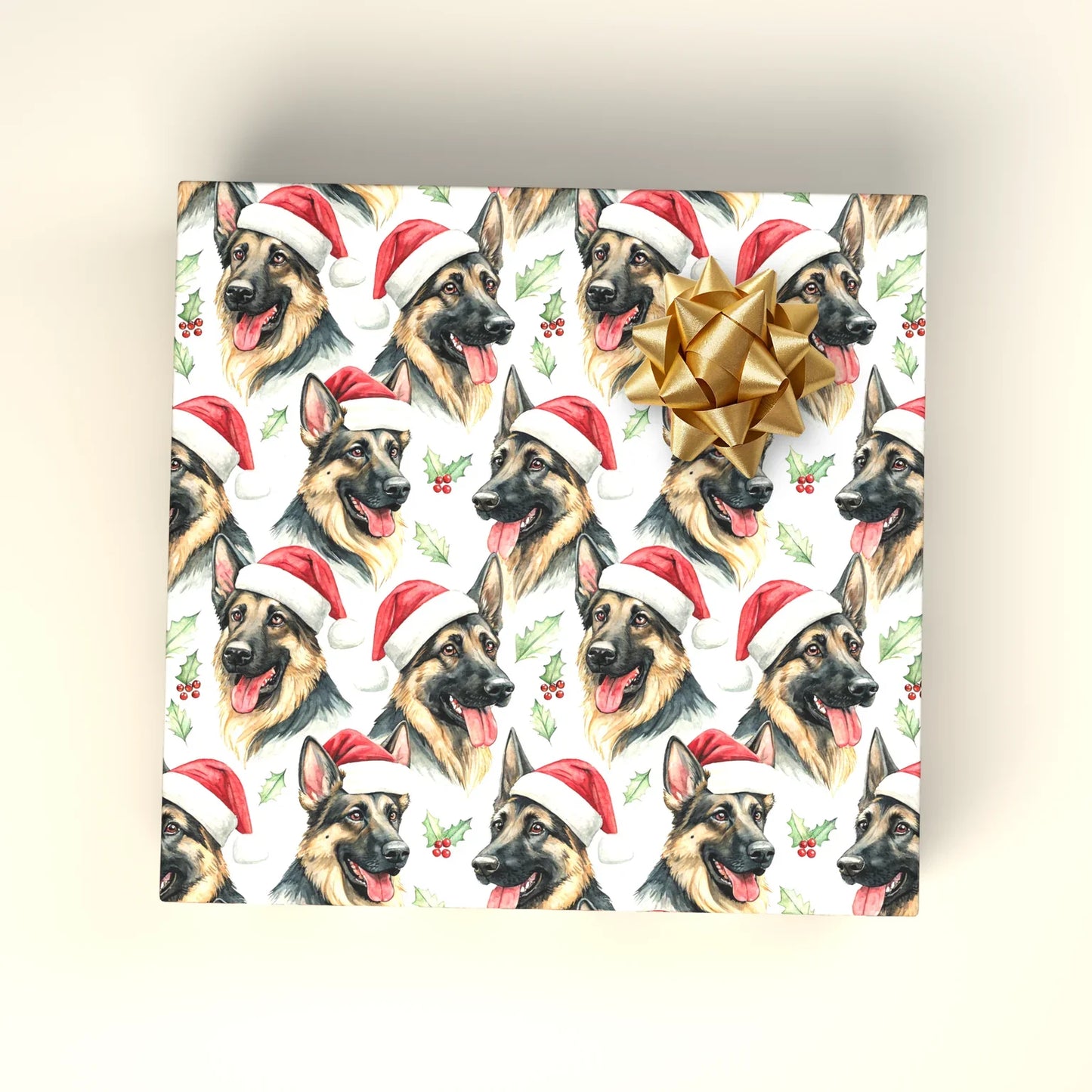 German Shepherd Christmas Wrapping Paper — wrapped gift presentation