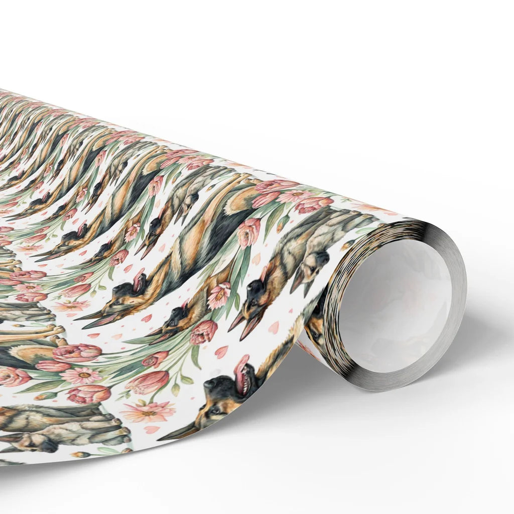 German Shepherd Floral Wrapping Paper — paper roll