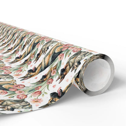 German Shepherd Floral Wrapping Paper — paper roll