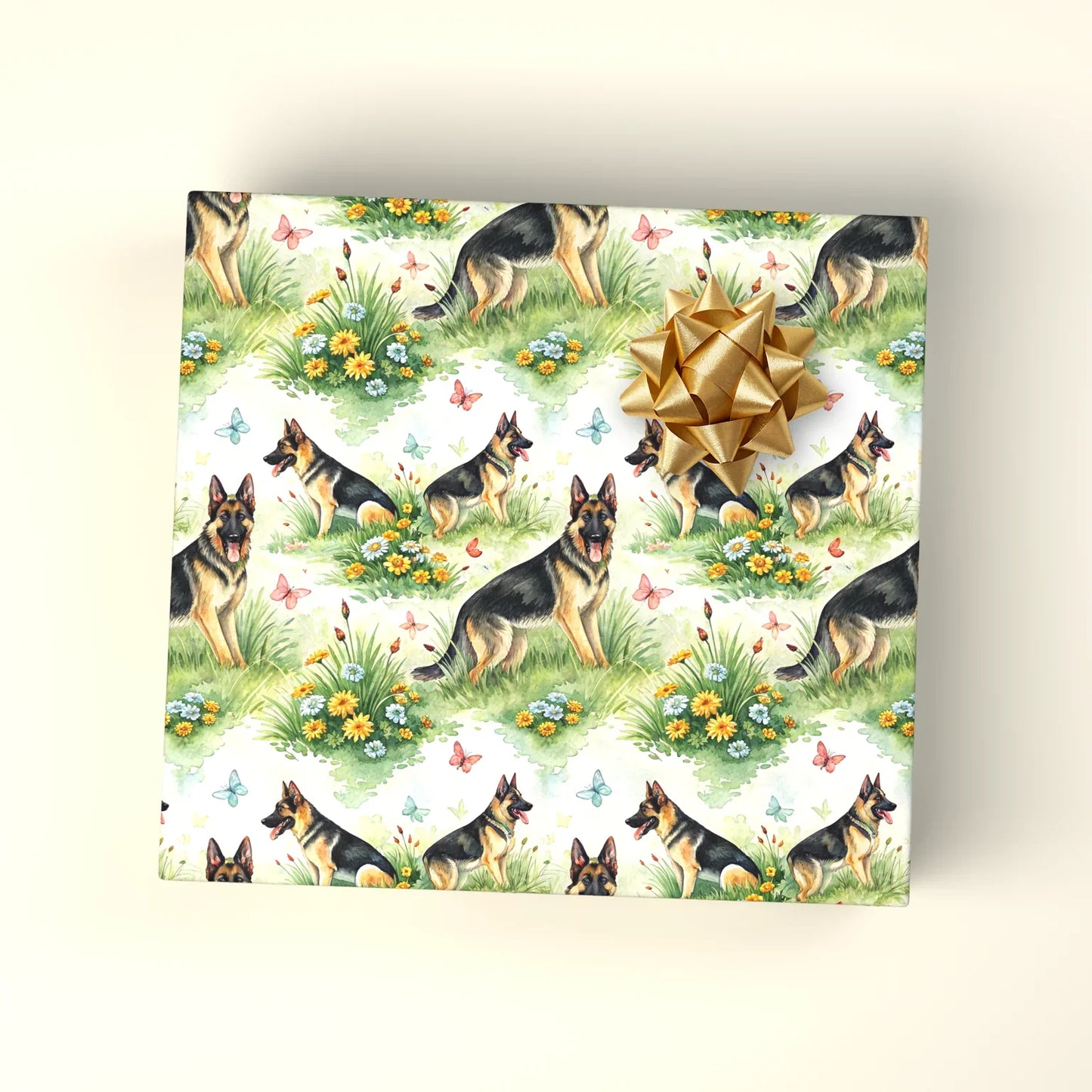 German Shepherd Garden Wrapping Paper — wrapped gift presentation
