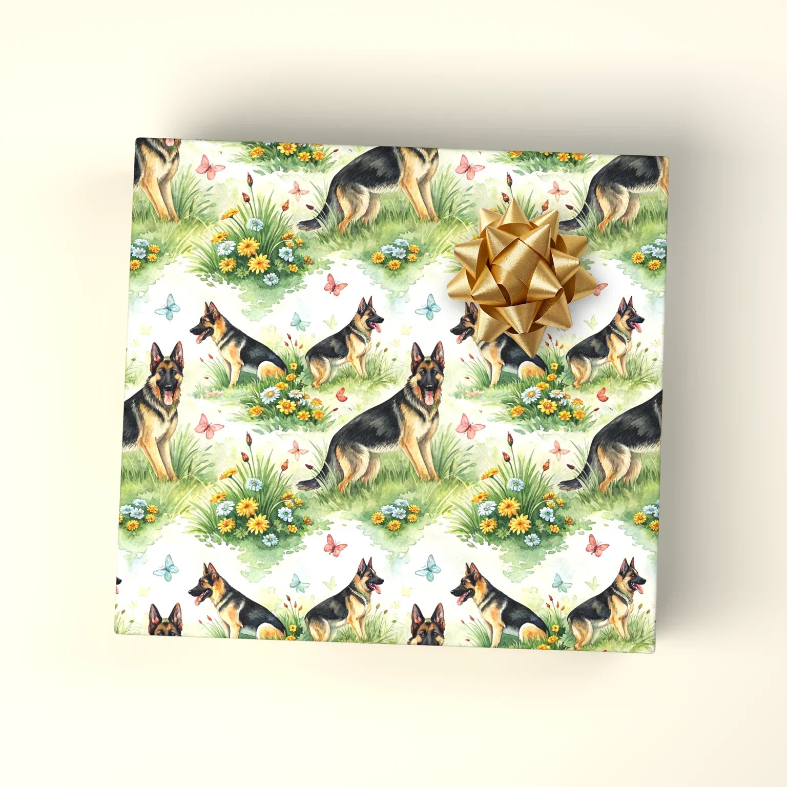 German Shepherd Garden Wrapping Paper — wrapped gift presentation