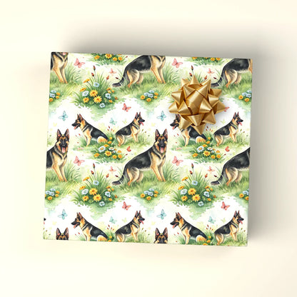 German Shepherd Garden Wrapping Paper — wrapped gift presentation