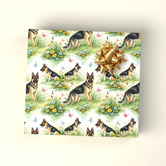 German Shepherd Garden Wrapping Paper — wrapped gift presentation