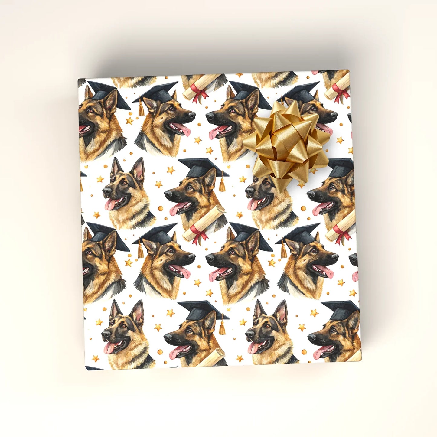 German Shepherd Graduation Wrapping Paper — wrapped gift presentation