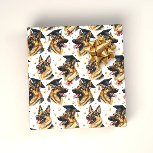 German Shepherd Graduation Wrapping Paper — wrapped gift presentation