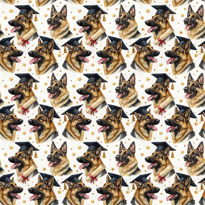 German Shepherd Graduation Wrapping Paper — repeating pattern tile