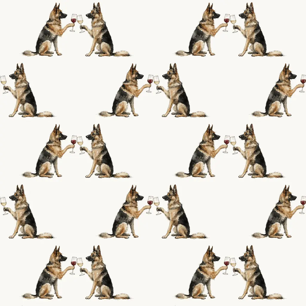 German Shepherd Happy Hour Wrapping Paper — repeating pattern tile