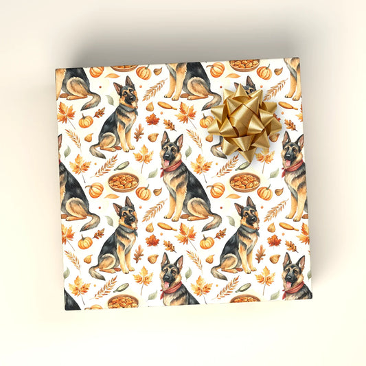 German Shepherd Thanksgiving Wrapping Paper — wrapped gift presentation