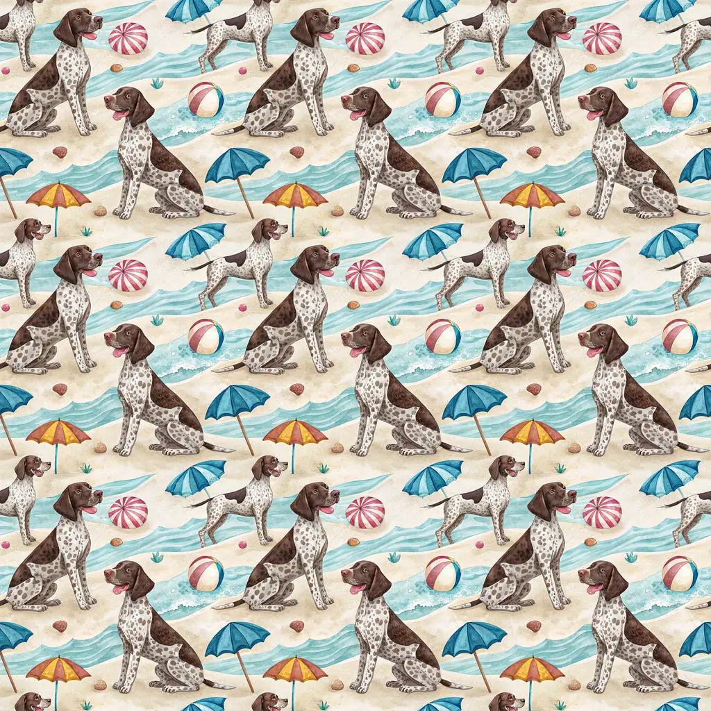 German Shorthaired Pointer Beach Wrapping Paper — repeating pattern tile