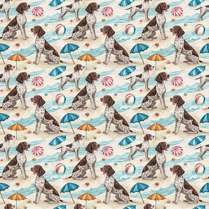 German Shorthaired Pointer Beach Wrapping Paper — repeating pattern tile