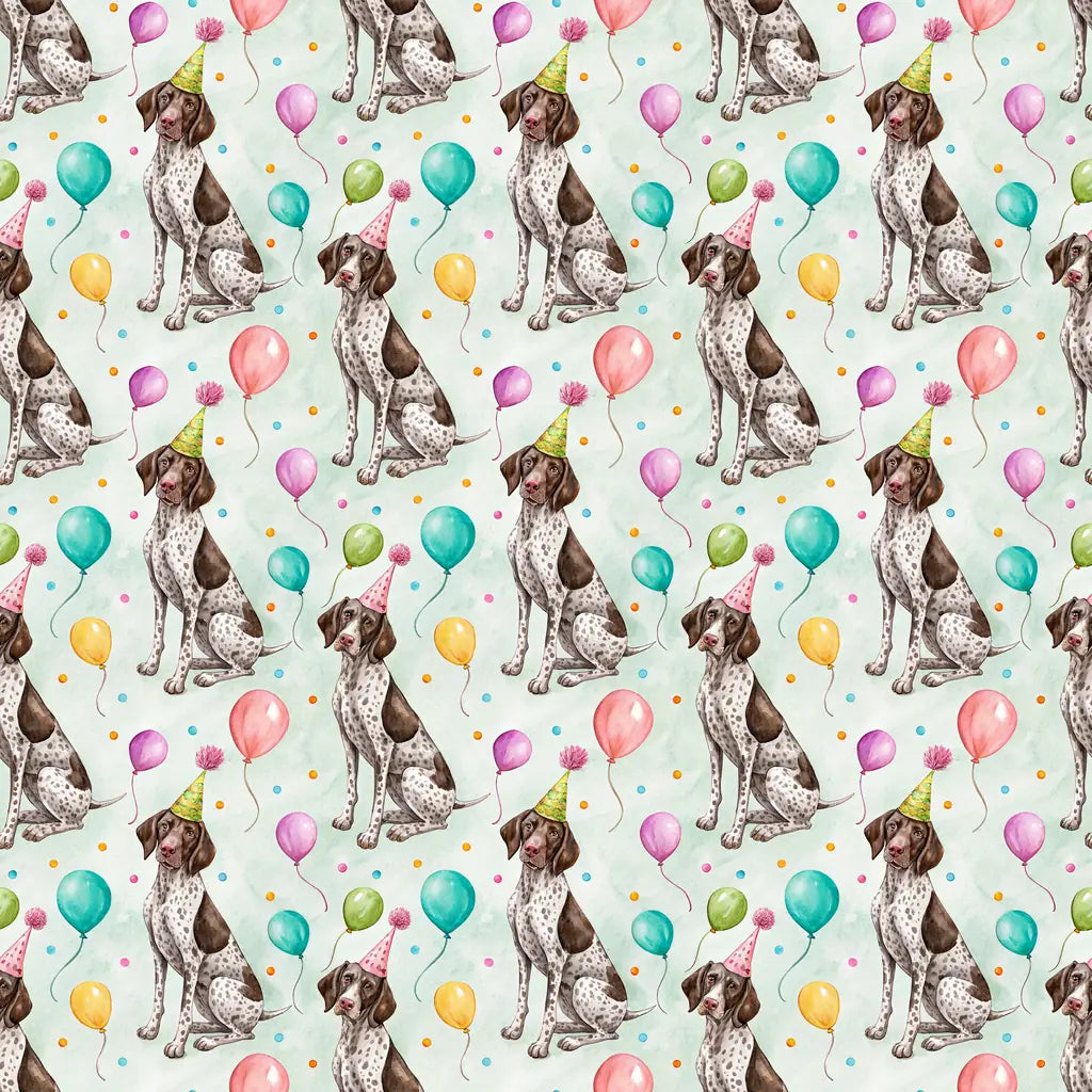 German Shorthaired Pointer Birthday Wrapping Paper — repeating pattern tile