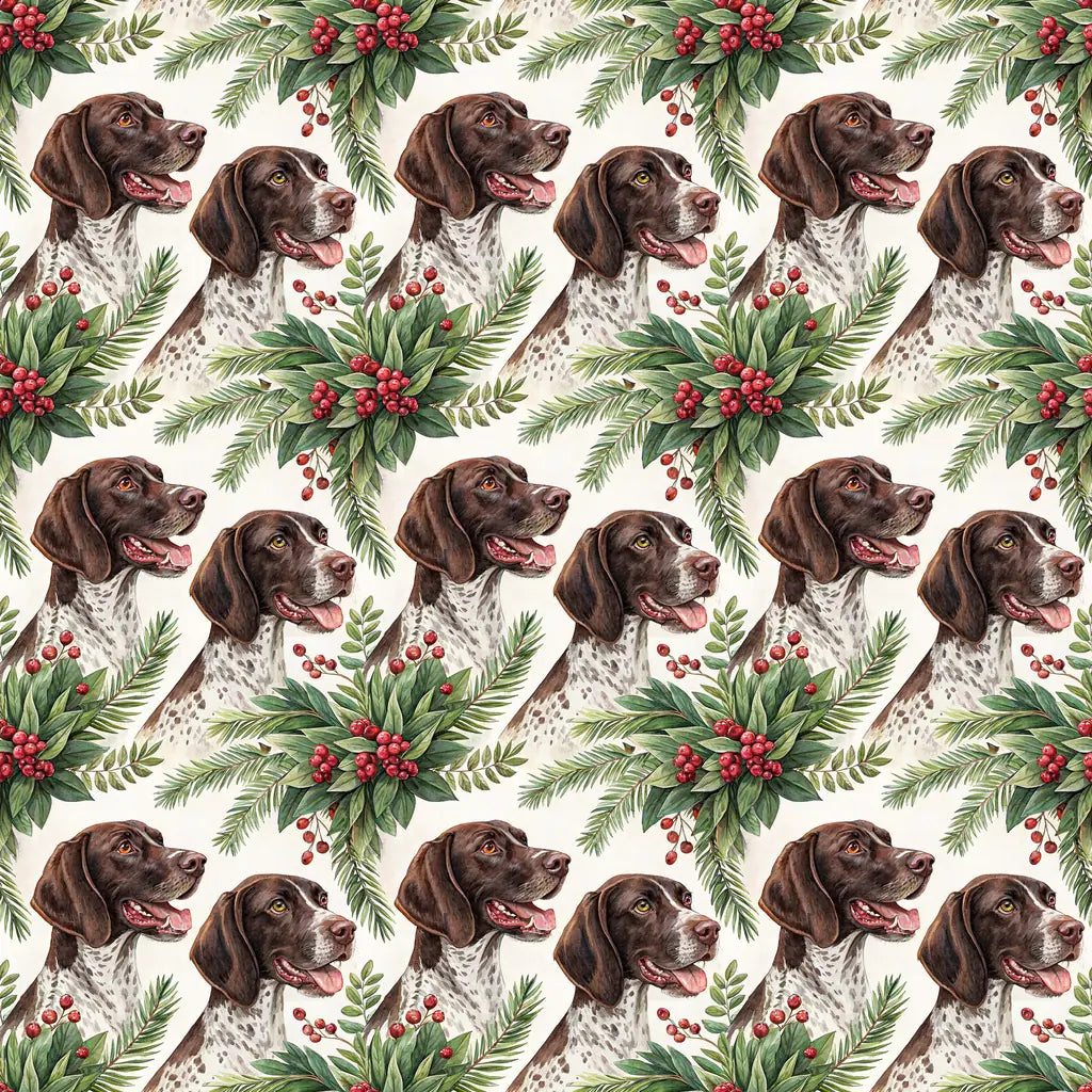 German Shorthaired Pointer Portrait Wreath Wrapping Paper — repeating pattern tile